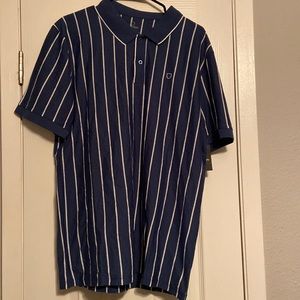 Britton XL blue and white stripe mens T-shirt